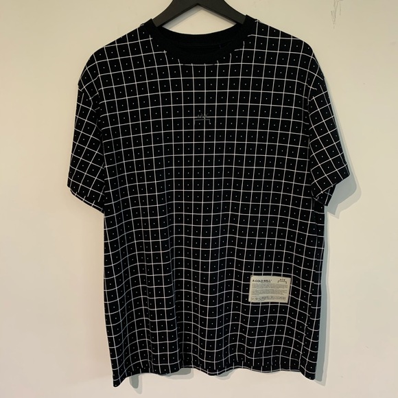 A Cold Wall Grid Print T-Shirt - Black
